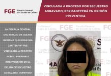 Vinculada a proceso por secuestro agravado; permanecerá en prisión preventiva
