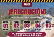 Seidum informa sobre cierre total nocturno en el tramo ‘La Salada’, del 1 al 5 de octubre