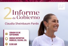 Por novena ocasión, la Presidenta Claudia Sheinbaum visitará Colima este sábado