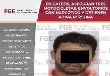 En cateos, aseguran tres motocicletas, envoltorios con narcótico y detienen a una persona