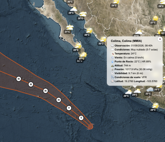 Para Colima prevén lluvias fuertes, temperaturas de hasta 40 °C y oleaje de 3 metros este martes