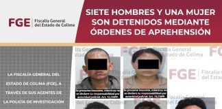 Siete hombres y una mujer son detenidos mediante órdenes de aprehensión