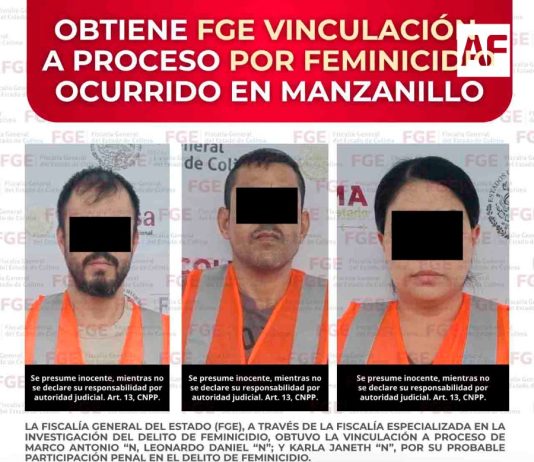 Obtiene FGE vinculación a proceso por feminicidio ocurrido en Manzanillo