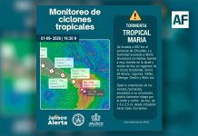 Tormenta Tropical Marie favorecerá lluvias fuertes a muy fuertes en Jalisco durante las próximas horas