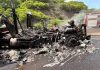 Incendio consume tractocamión en Libramiento de Manzanillo; hay afectación vial