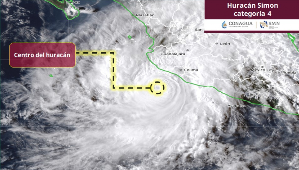 Se acerca a Colima huracán Simón