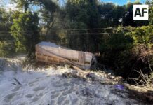 Choque entre tres camiones de carga deja dos muertos y cuatro lesionados en Arandas Jalisco.