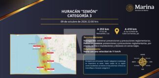 Huracán Simón alcanza categoría 3; prevén que se intensifique a categoría 4