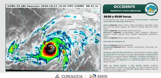 Huracán Simón se ubica a 95 kilómetros de Manzanillo; se prevén lluvias torrenciales en Colima: PC