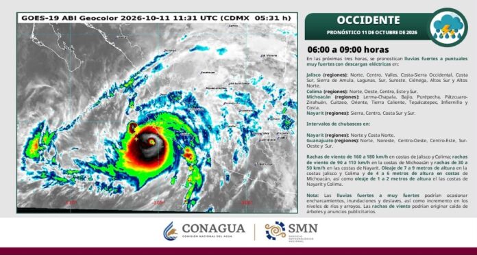Huracán Simón se ubica a 95 kilómetros de Manzanillo