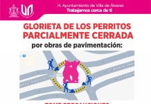 Glorieta de Los Perritos, parcialmente cerrada por obras de repavimentación