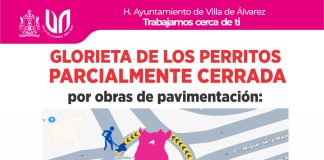 Glorieta de Los Perritos, parcialmente cerrada por obras de repavimentación