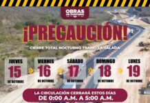 Cierre total nocturno en el tramo ‘La Salada’ del 15 al 19 de octubre, previene Seidum Colima