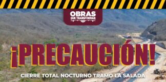Seidum Colima alerta por cierre total nocturno en el tramo carretero de ‘La Salada’, este domingo