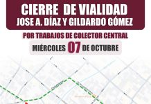 Seidum anuncia cierre de vialidad en cruce de calles José Antonio Díaz y Gildardo Gómez, por obras del Colector Central