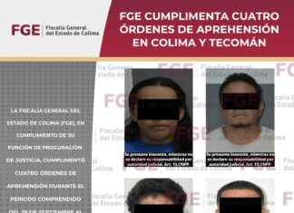 FGE cumplimenta cuatro órdenes de aprehensión en Colima y Tecomán