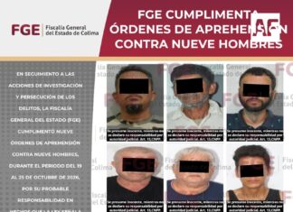 FGE cumplimenta órdenes de aprehensión contra nueve hombres