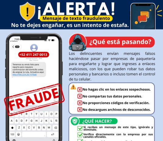 Alertan en Colima por mensajes falsos de paquetería que buscan robar datos personales y bancarios
