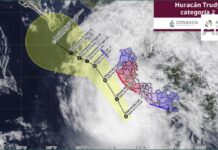 Huracán Trudy se intensifica a categoría 2 al sur de Colima; prevén lluvias intensas y oleaje de hasta 7 metros