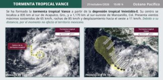 Se forma tormenta tropical Vance en el Pacífico; se localiza a más de mil kilómetros de Manzanillo