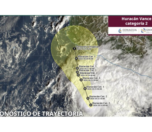 Huracán Vance se mantiene en categoría 2; pronostican que se acerque a 55 kilómetros de Manzanillo el jueves 29 de octubre