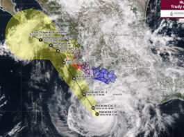 Trudy se debilita a huracán categoría 2, pero prevén que vuelva a intensificarse a categoría 4 y se acerque a Colima este sábado