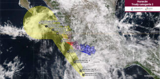 Trudy se debilita a huracán categoría 2, pero prevén que vuelva a intensificarse a categoría 4 y se acerque a Colima este sábado