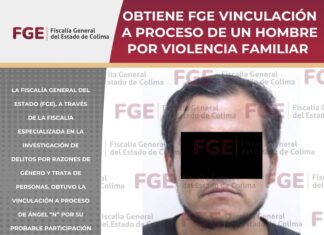 Obtiene FGE vinculación a proceso de un hombre por violencia familiar